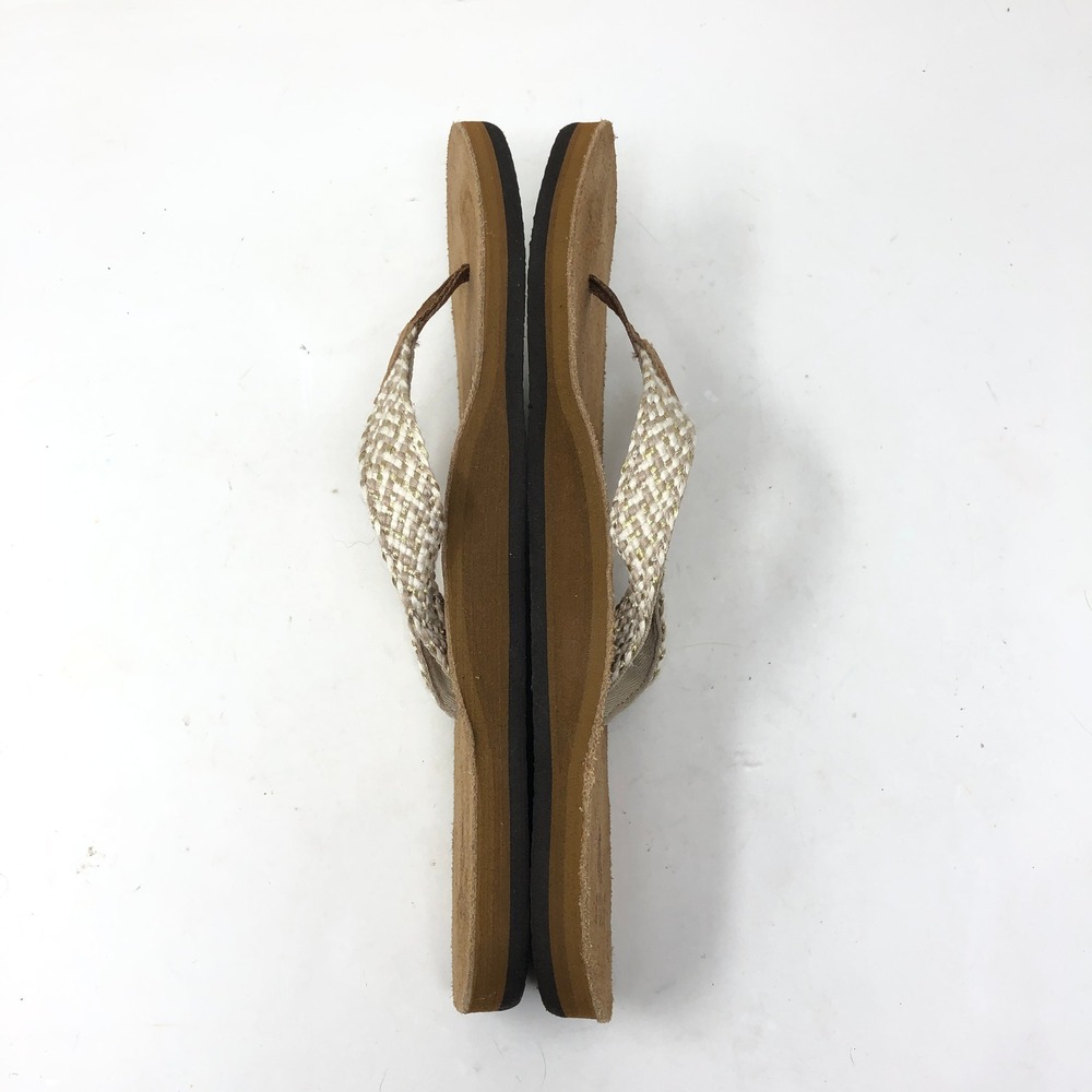 Reef Womens 9 Flip Flop Fasa Sandals Tan Woven Thong Toe Post Flat NWOB - Picture 6 of 8